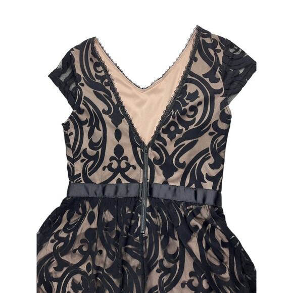 Soieblu Black Lace Overlay Beige Lining Dress Size Medium Romantic Whimsigoth - Picture 6 of 16